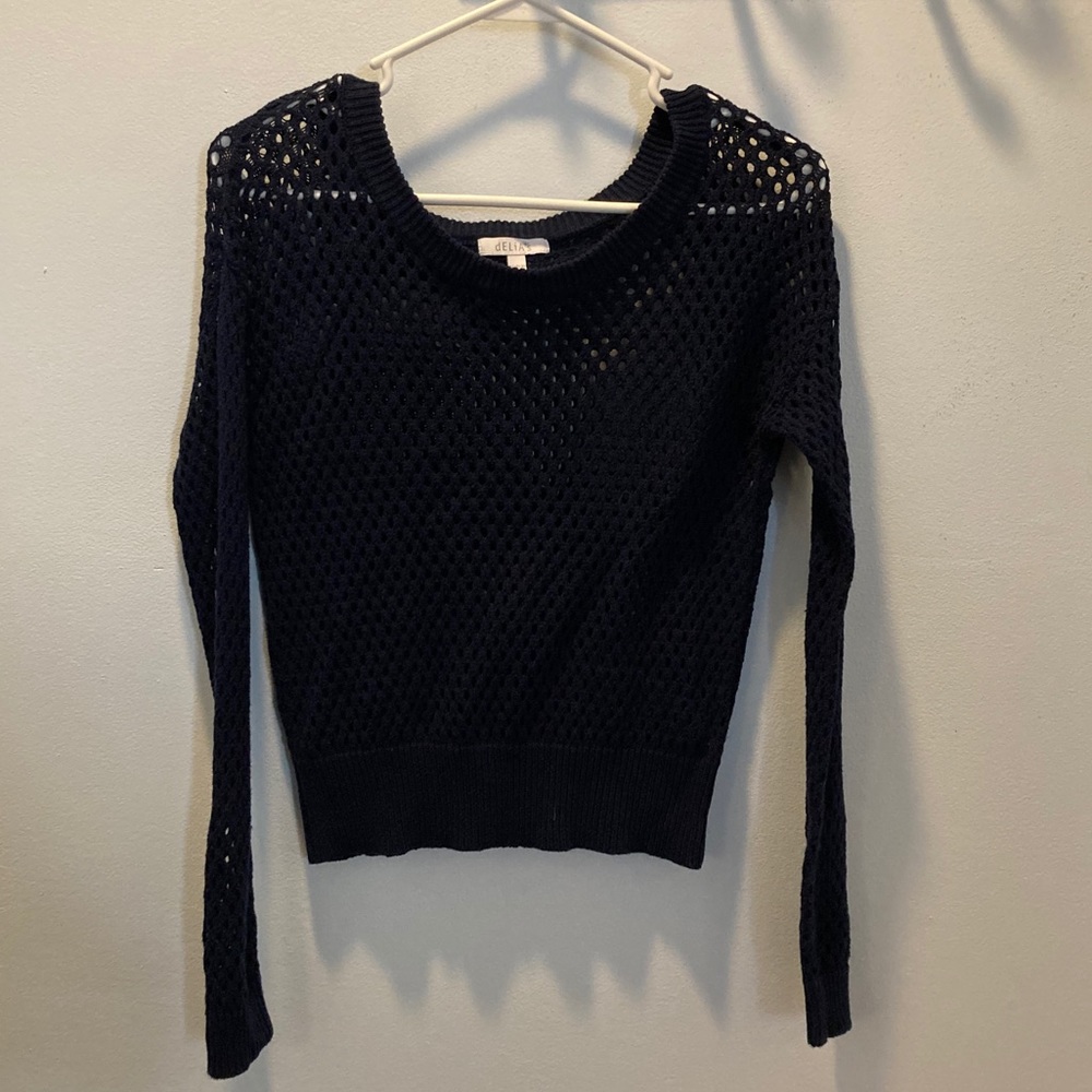 Delia’s open knit long sleeve sweater Navy small
